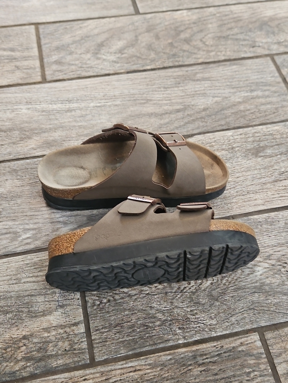 Papillio Two-Buckle Slip-On Sandals — Brown Size 38 / 8